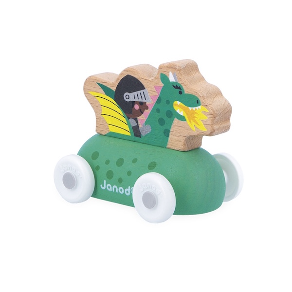 VOITURE EN BOIS DRAGON ROULANT ROYAUME ENCHANTE CROSS ROADS - JANOD