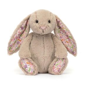 PELUCHE LAPIN BEIGE OREILLES TISSU FLEURI PETALE ORIGINAL - JELLYCAT