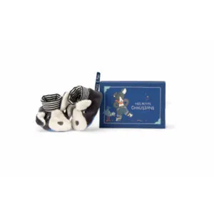 COFFRET CHAUSSONS CHIEN PUCE BLEU - PUCE ET PILOU - MOULIN ROTY