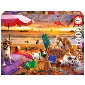 PUZZLE EDUCA : CHIENS JOUANT A LA PLAGE - 1000 PIECES