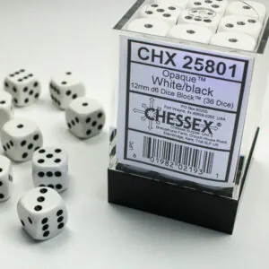 SET DE DÉS - BLANC:NOIR - CHX25801
