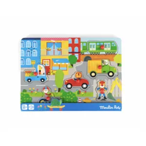 PUZZLE SONORE MOULIN ROTY - LES POPIPOP : VILLE EN BOIS - 6 PIECES