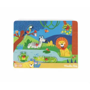 PUZZLE SONORE MOULIN ROTY - LES TOUPITIS : ANIMAUX BOIS - 6 PIECES