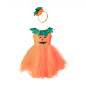 ROBE DE PRINCESSE CITROUILLE AVEC COIFFE 5/6 ANS - GREAT PRETENDERS
