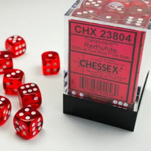 SET DE 36 DÉS - TRANSPARENT ROUGE:BLANC - CHX23804