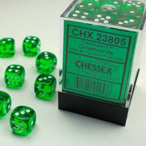 SET DE 36 DÉS - TRANSPARENT VERT:BLANC - CHX23805