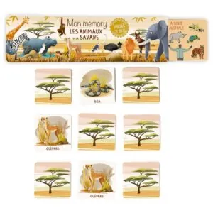MON MEMORY ANIMAUX DE LA SAVANE 32 PIECES - CARTES D'ART