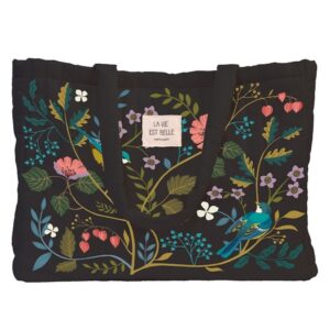 GRAND CABAS MATELASSE OISEAUX BLEUS - CARTES D'ART