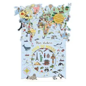 JEU STICKERS ET POSTER MAPPEMONDE - CARTES D'ART