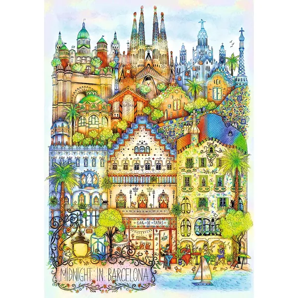 PUZZLE TREFL - M. TANTAREANU : MINUIT A BARCELONE - 1000 PIECES – Image 2
