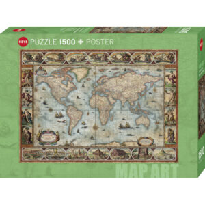 PUZZLE HEYE MAP ART - R. ZIGIC : MONDE DE WILLEM BLAEU - 1500 PIECES