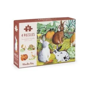 PUZZLE MOULIN ROTY : LES ANIMAUX DU JARDIN - 4 X 12 PIECES