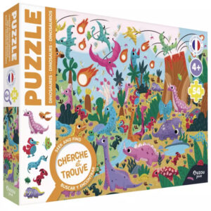 PUZZLE AUZOU CHERCHE ET TROUVE DINOSAURES - 54 PIECES