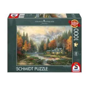 PUZZLE SCHMIDT - T. KINKADE : SOIREE D'AUTOMNE AU BORD DU LAC - 1000 PIECES