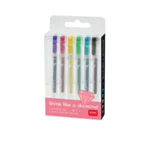 SET 6 MINI STYLOS A ENCRE GEL PAILLETE - LEGAMI