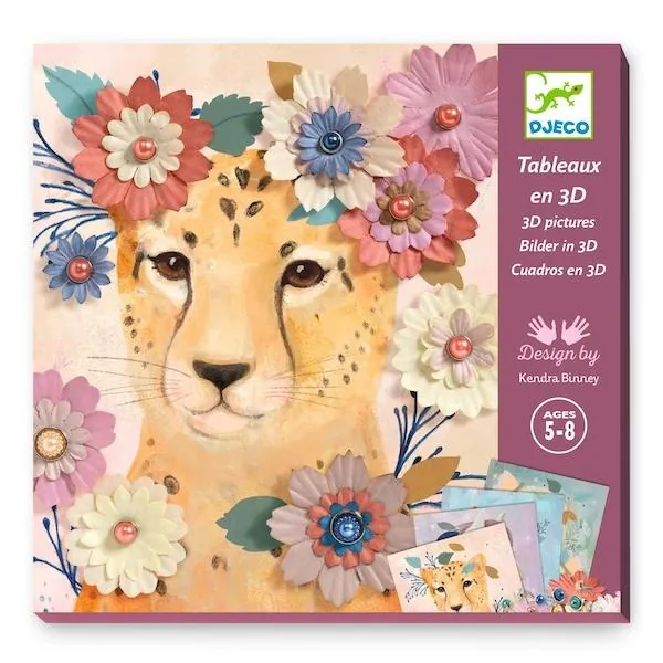 COFFRET TABLEAUX EN 3D - COURONNES DE FLEURS - DJECO