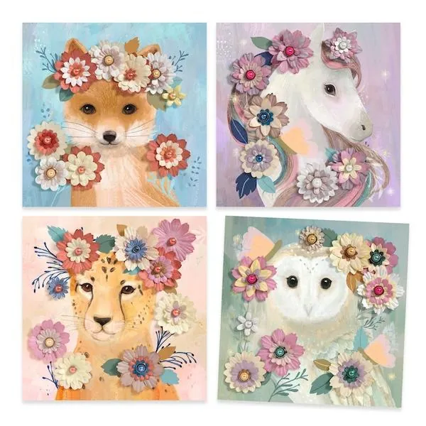 COFFRET TABLEAUX EN 3D - COURONNES DE FLEURS - DJECO – Image 2