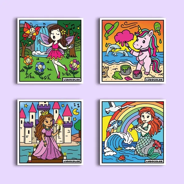 POCHETTE 4 COLORIAGES VELOURS FEERIE + HISTOIRE ECRITE ET AUDIO - LUDOCOLOR – Image 4