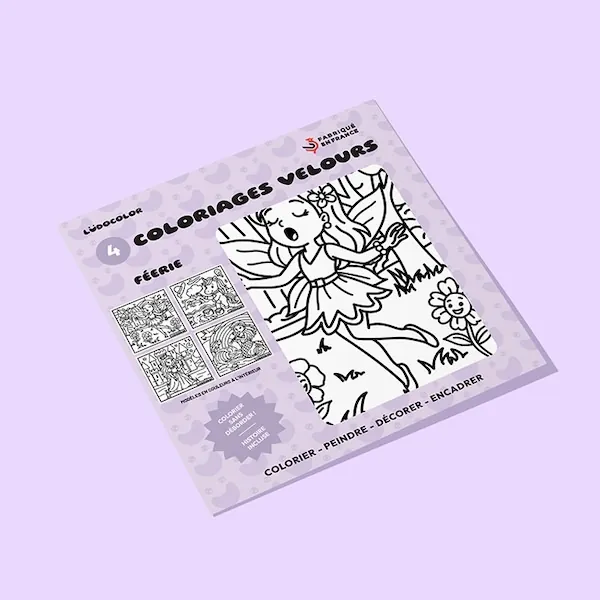 POCHETTE 4 COLORIAGES VELOURS FEERIE + HISTOIRE ECRITE ET AUDIO - LUDOCOLOR