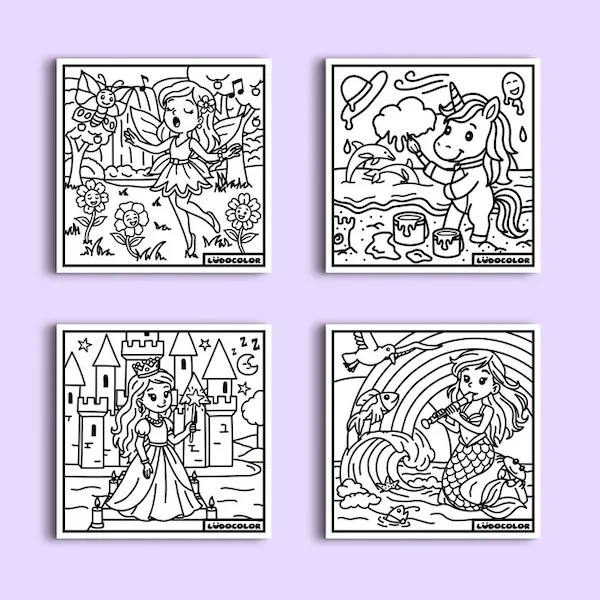 POCHETTE 4 COLORIAGES VELOURS FEERIE + HISTOIRE ECRITE ET AUDIO - LUDOCOLOR – Image 2