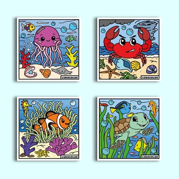 POCHETTE 4 COLORIAGES VELOURS OCEAN + HISTOIRE ECRITE ET AUDIO - LUDOCOLOR – Image 4