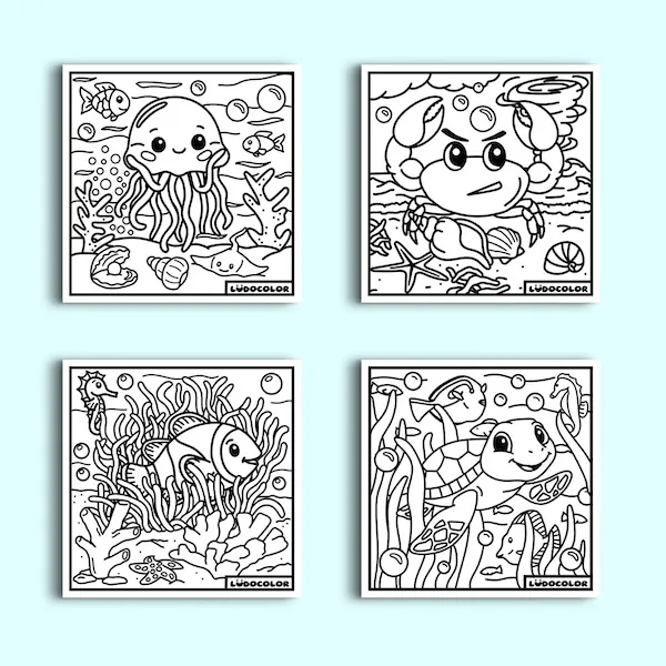 POCHETTE 4 COLORIAGES VELOURS OCEAN + HISTOIRE ECRITE ET AUDIO - LUDOCOLOR – Image 2